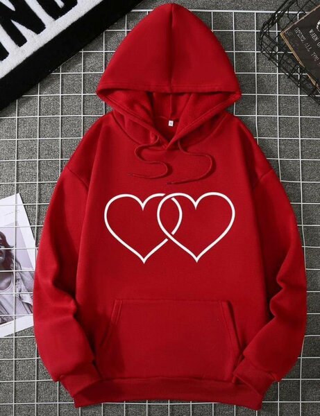 Sweat à capuche cœur rouge