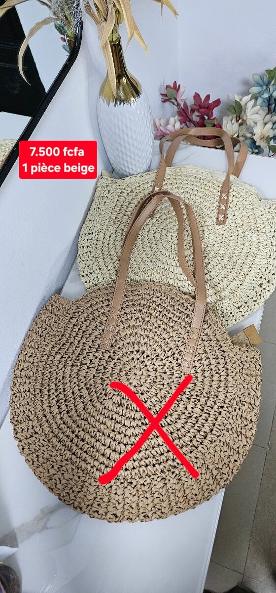 Sac cabas en paille beige
