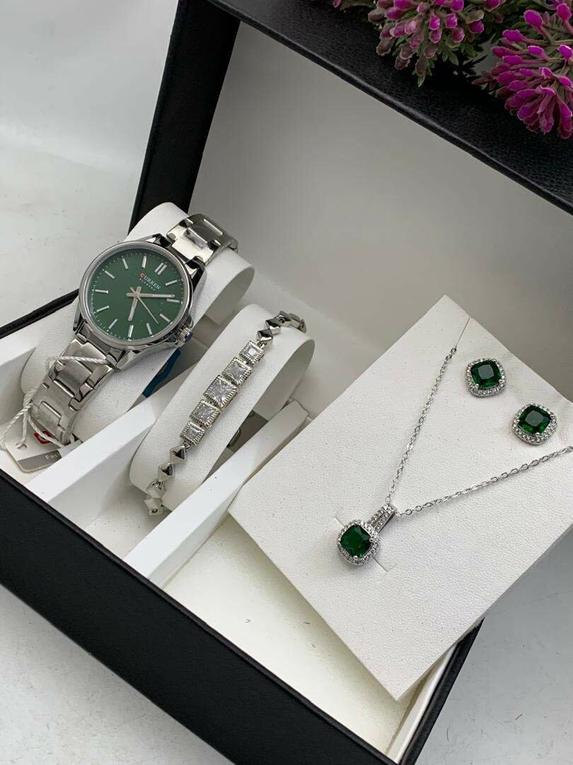 New ladies set..Curren watch with bracelet ,necklace and ear