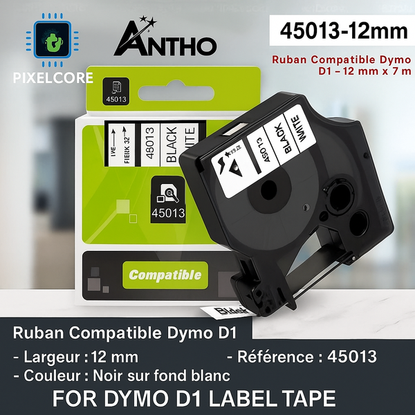 Ruban Compatible Dymo D1 12mm
