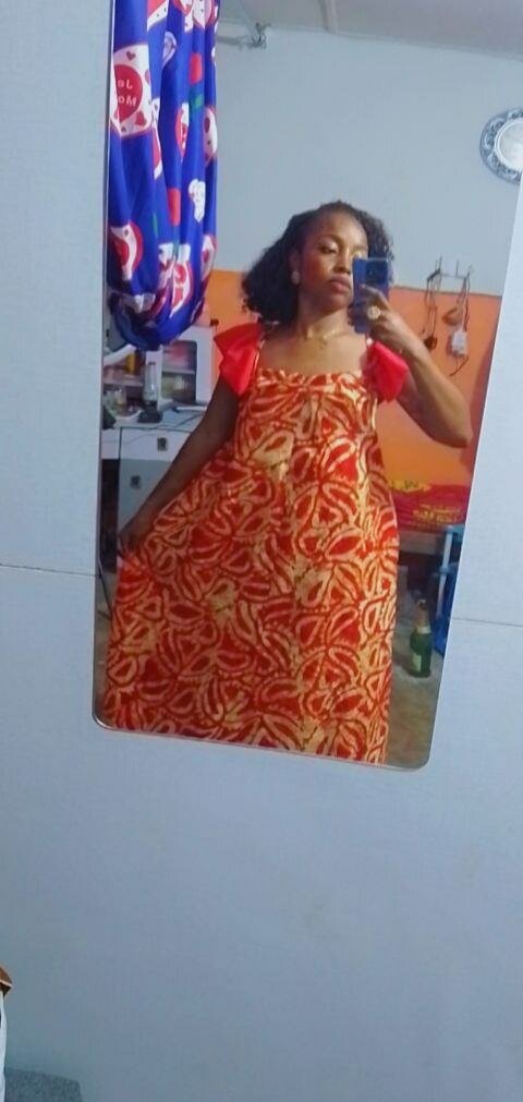 Robe bohème été rouge imprimée