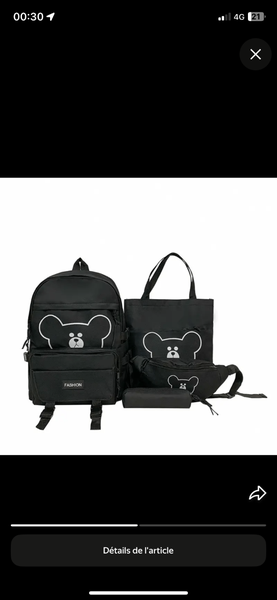Ensemble Sacs Écolier Ours