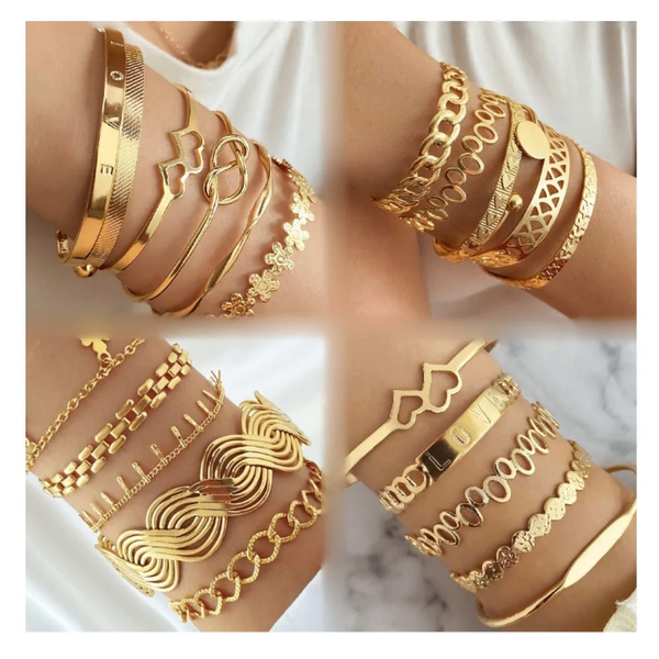 Set de bracelets en or élégant