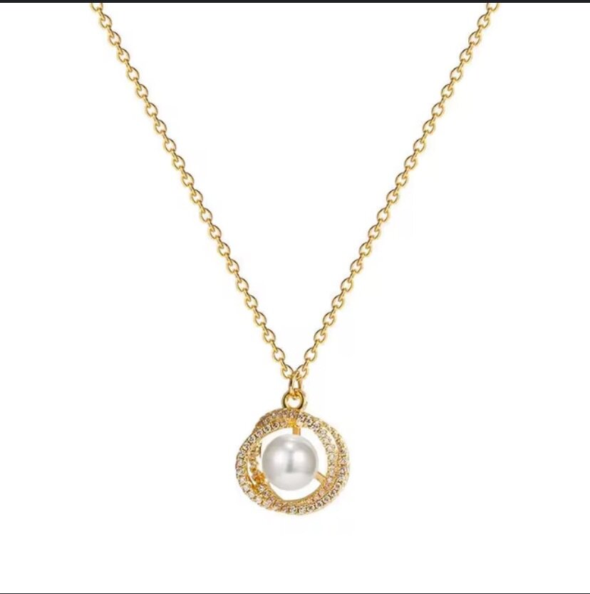 Gem pearl pendant necklace