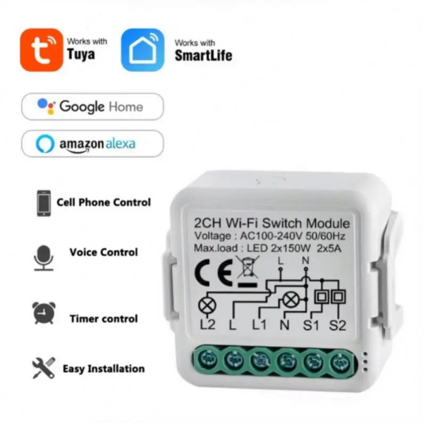 Module de commutateur Wi-Fi intelligent 2CH