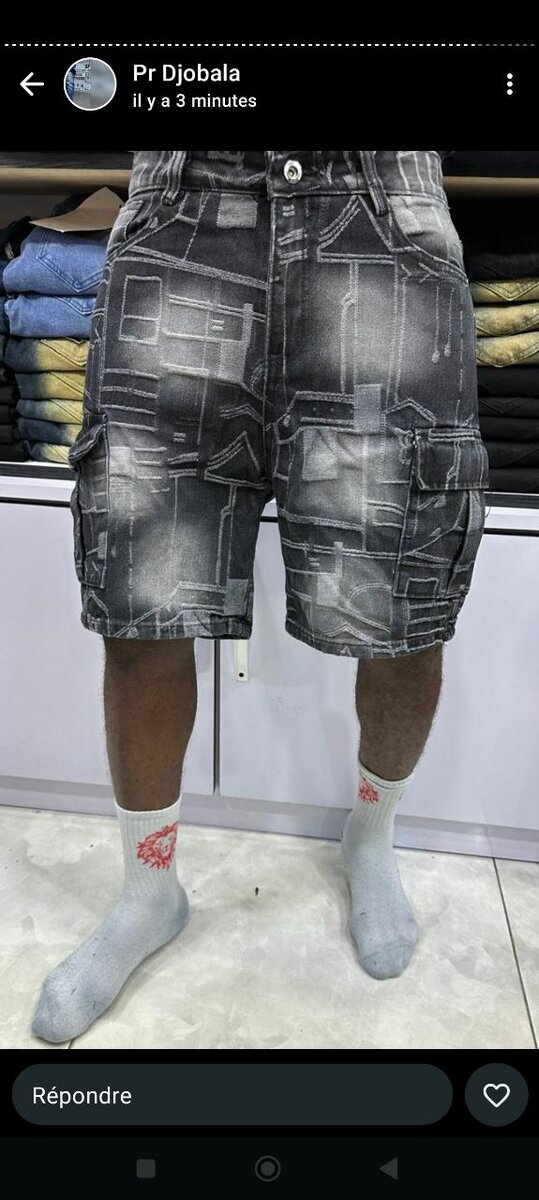 Short jeans homme cargo délavé