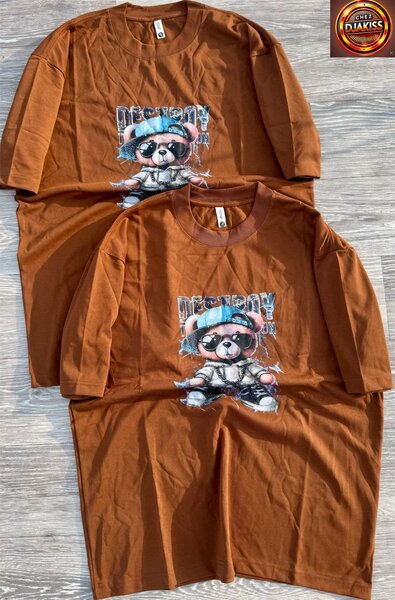 T-shirt assortie marron motif ours