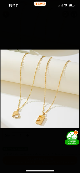 Colliers pendentifs couples