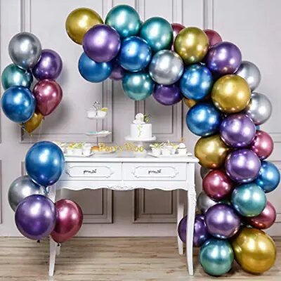 Metallic Balloons 50 Pieces - Pure Shinning Balloons For Happy Birthday Party Decoration