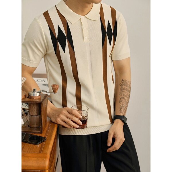 Polo en maille rétro homme