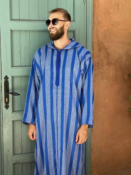 Boubou homme rayé bleu