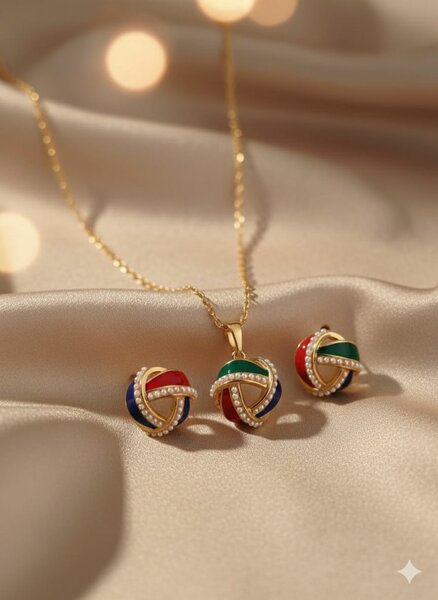 Collier et boucles d'oreilles colorés