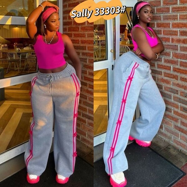 Pantalon sport femme gris-rose