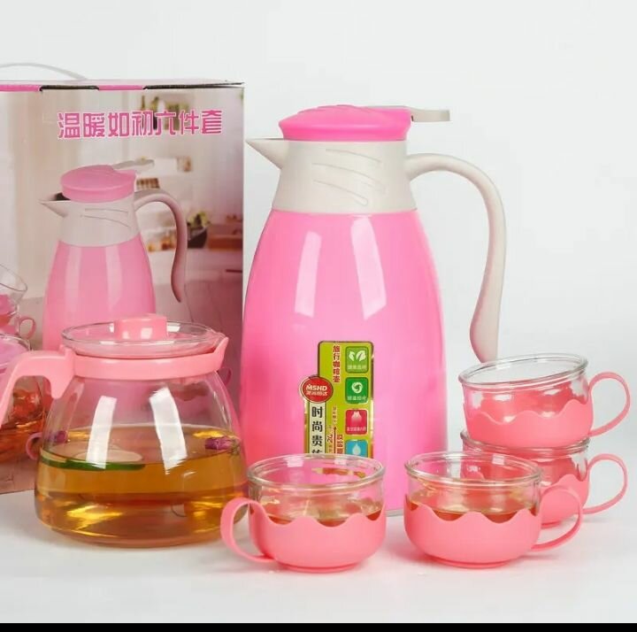 Service à thé isotherme coloré 6 pièces