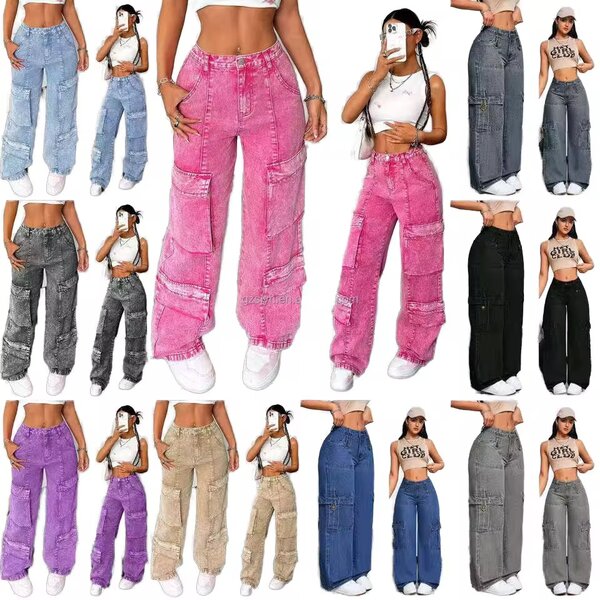 Pantalon cargo en denim chic