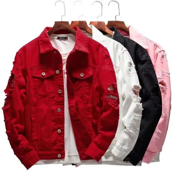 Veste en jean déchirée unisexe