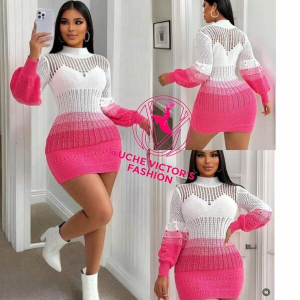 Robe Tricotée Dégradée Femme