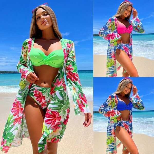 Robe kimono floral plage