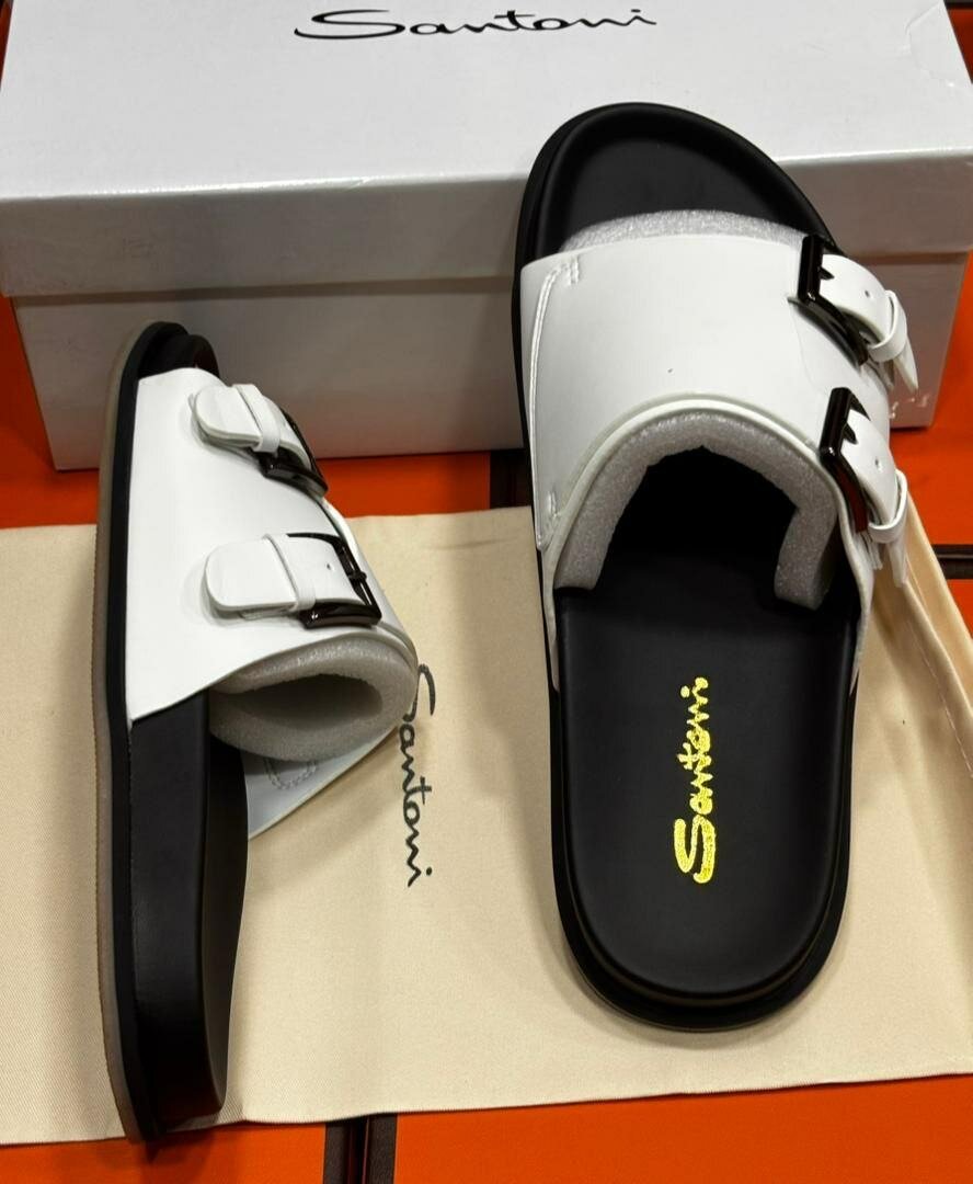 Sandales Santoni en cuir blanc