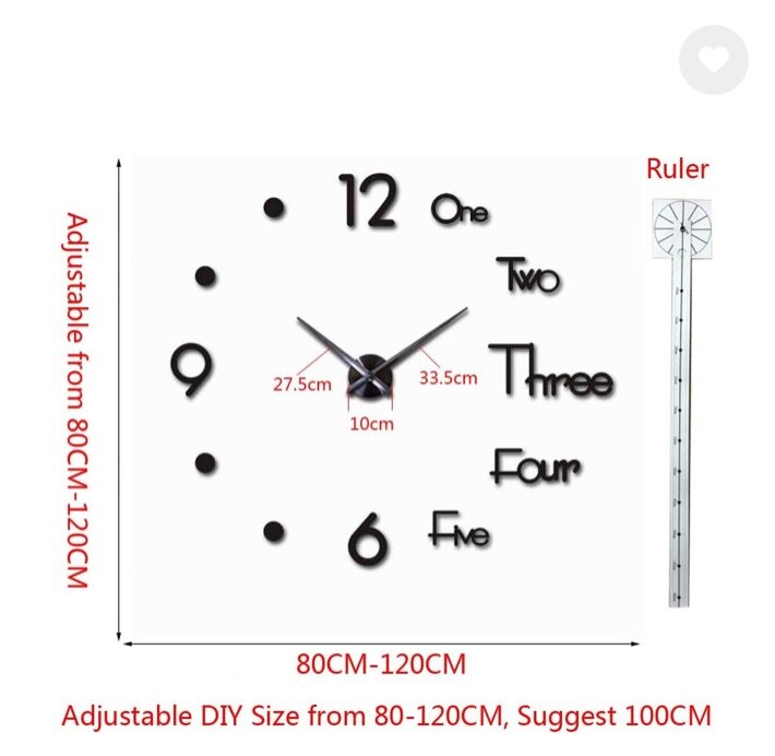 Modern 3D Frameless DIY Wall Clock Stickers for Home and Off