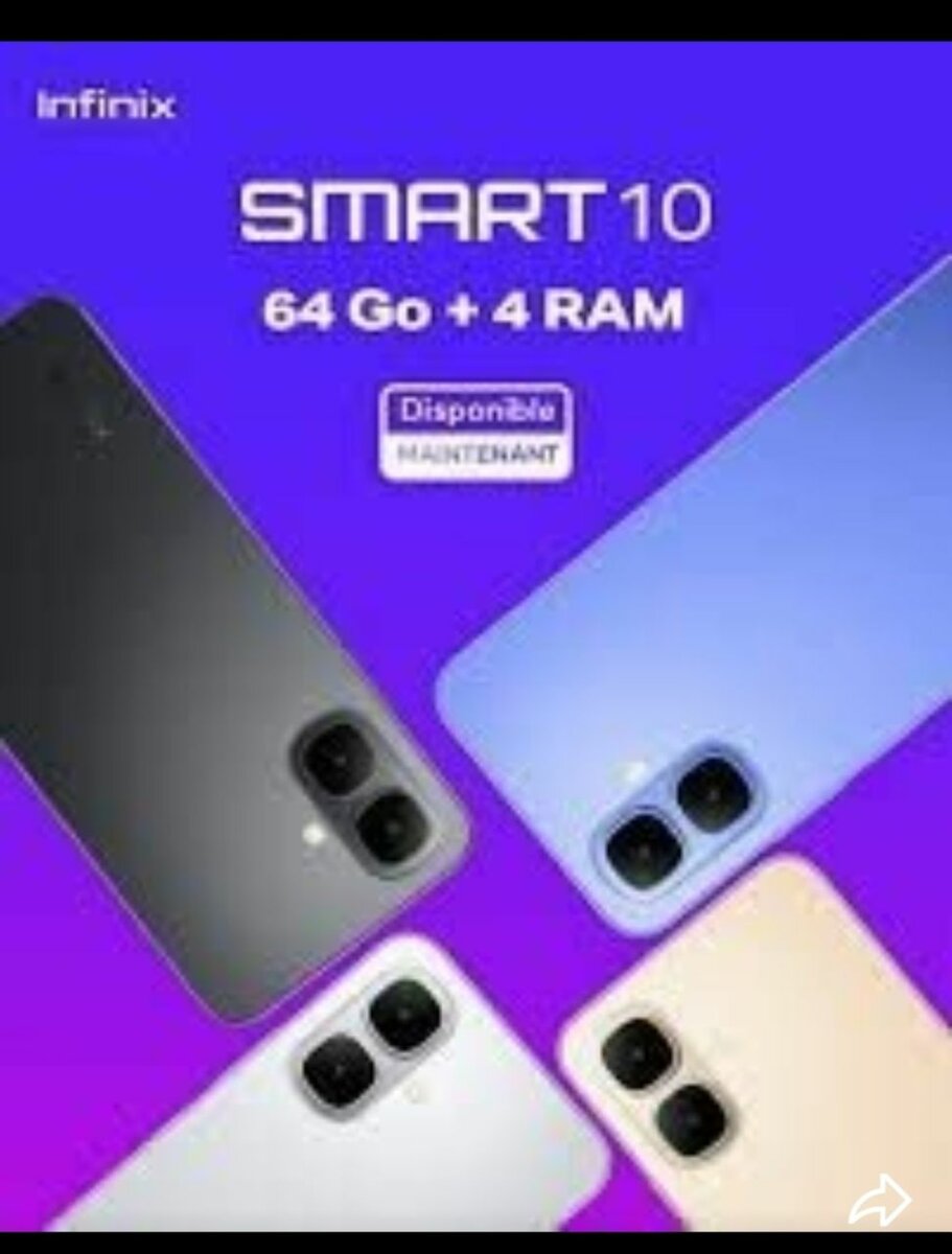 Infinix Smart 10 - 64 Go, 4 Go RAM