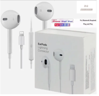100% Earphone Earpods__ Lightning Connector Handfree Earphones Wired Headphones , Compatible with iPhone__ 14/13/12/11/Xs/XR/X//8/7 Plug and Play Direct without Bluetooth [ MFi Certified]