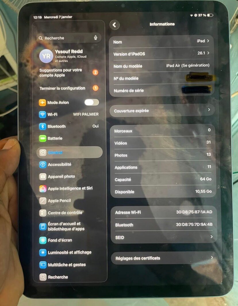iPad Air endommagé à vendre