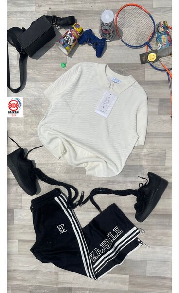 Ensemble décontracté blanc et noir