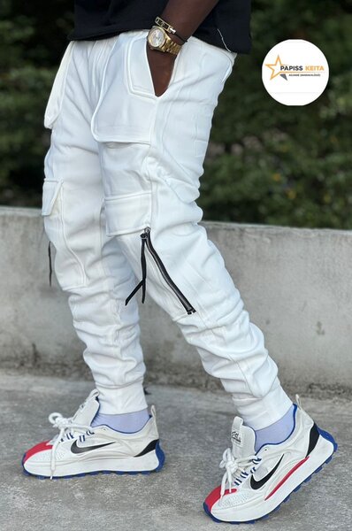 Pantalon cargo blanc tendance