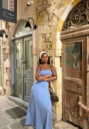 Robe longue élégante bleue