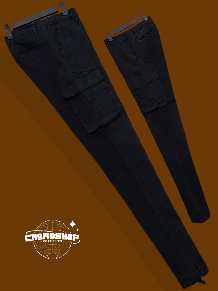 Pantalon cargo slim noir homme
