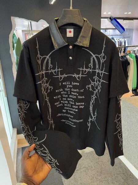 Polo à col en cuir graphique