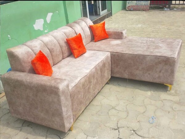 Canapé d'angle en tissu marron