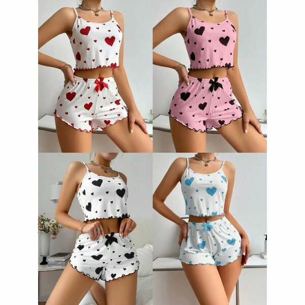 Pyjama court cœur femme