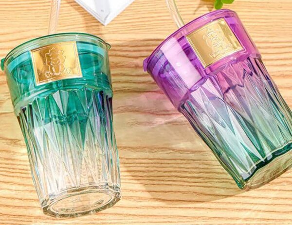 Glass Cup with straw