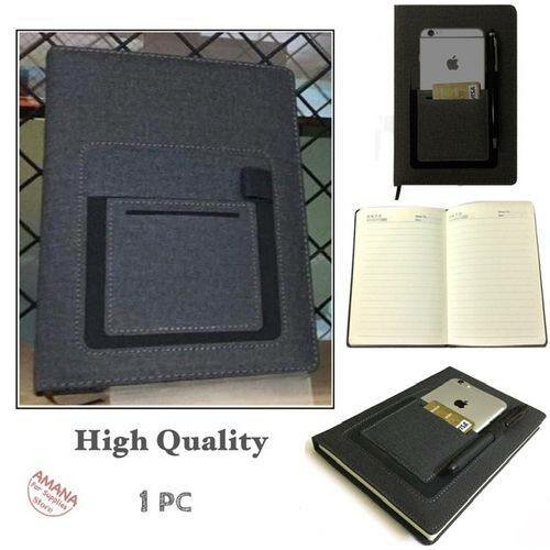 Professional Fabric Diary Notebook with pocket for phone car