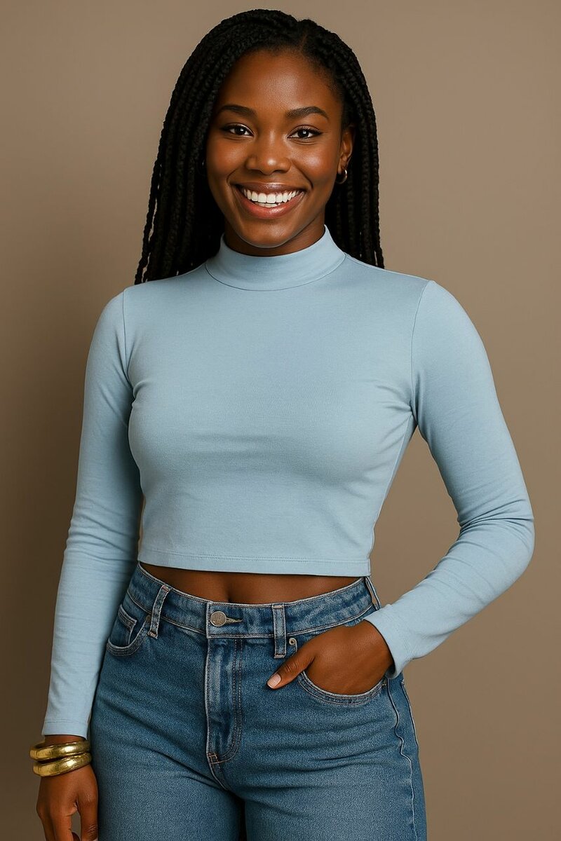 Crop top à manches longues bleu