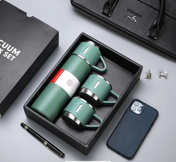 Set Thermos et Tasses Acier Inox