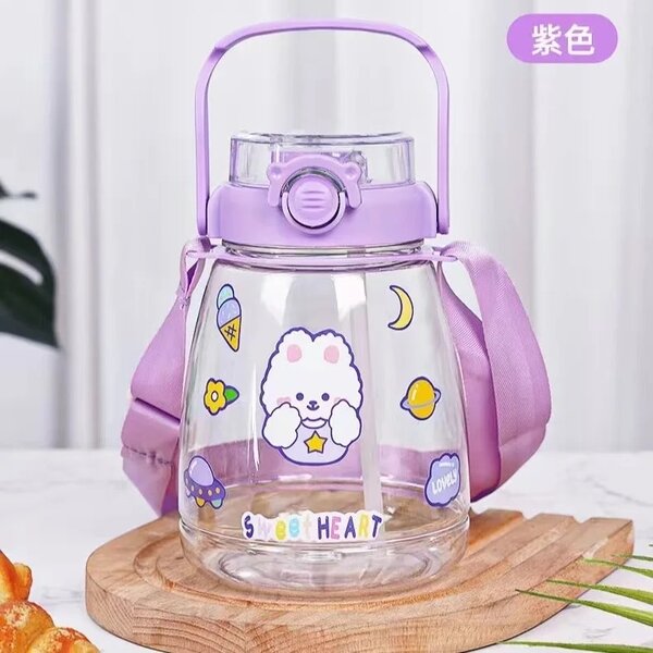 Double straw water bottle