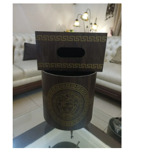 Round Dust Bin Set with Versace Logo