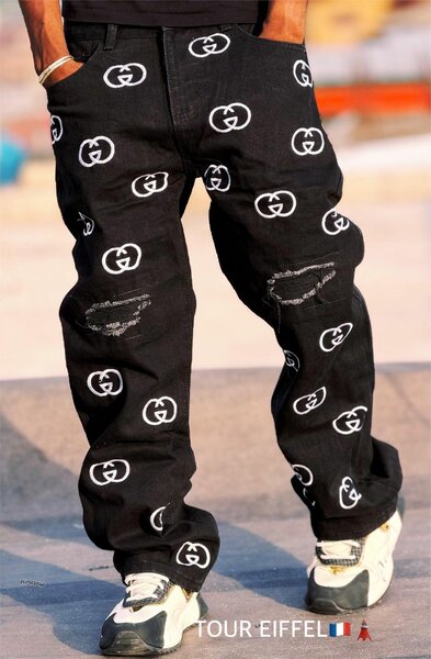 Jeans noirs avec imprimés