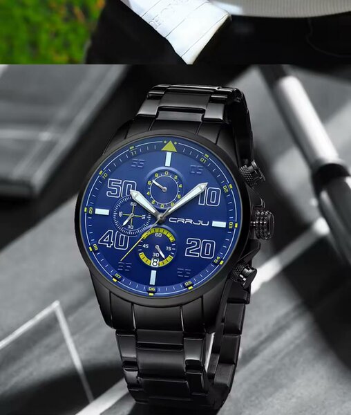 Montre homme sport bleu acier