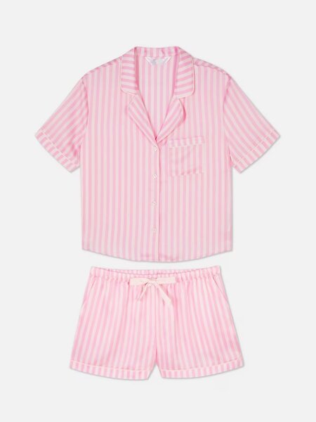 Satin striped short PJ set