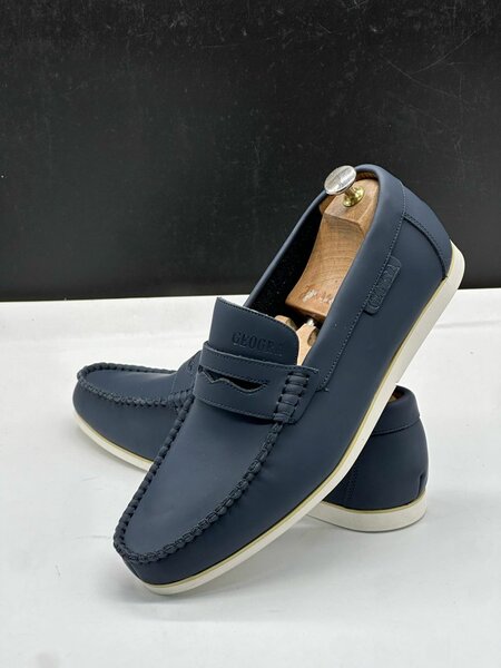 Mocassins en cuir bleu pour hommes