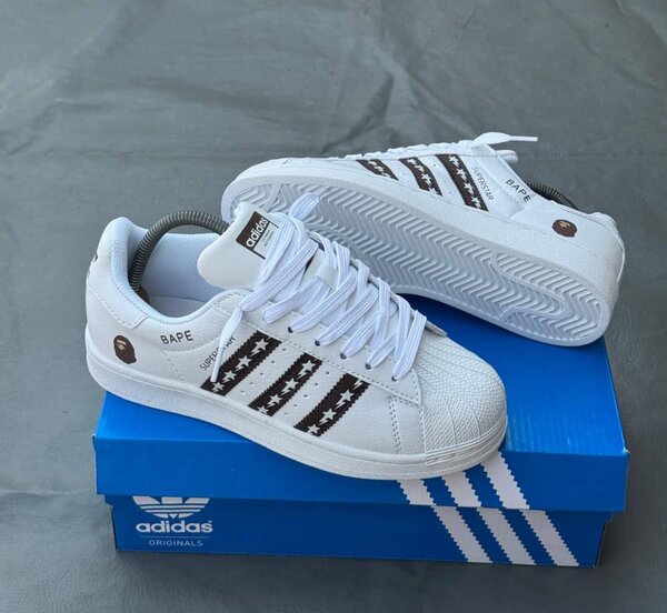 Adidas x Bape Superstar - Baskets en cuir blanc