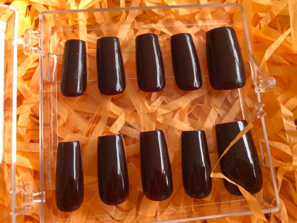 Ongles Press-Ons Marron brillé