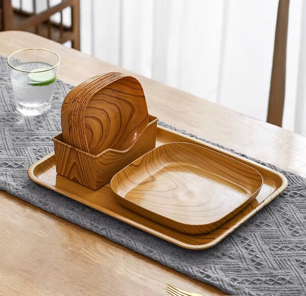 Assiette Carrée Bois Élégante