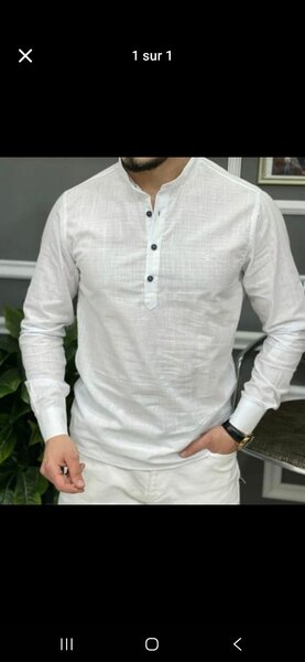 Chemise Henley Blanc Homme