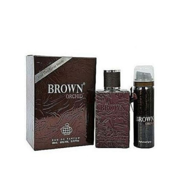 World fragrance Brown Orchid Original -(Gold Unisex) + Free Spray 80 Ml - Marron