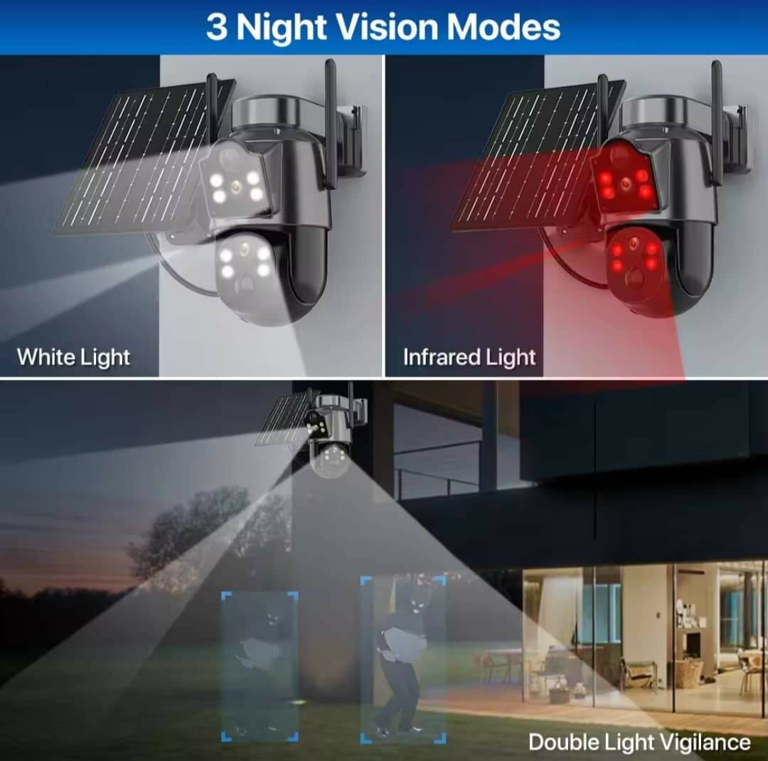 Caméra de surveillance extérieure solaire PTZ